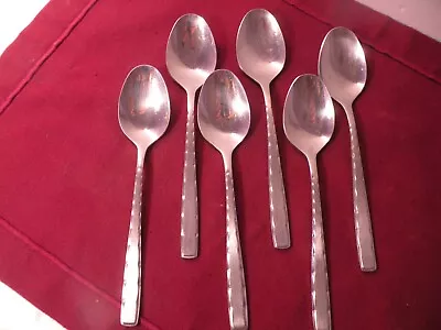 Set Of 6 Teaspoons OXFORD HALL MOONSCAPE STAINLESS Steel 6 1/4" - Image 1 of 4