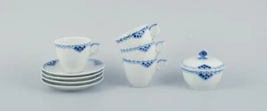 Royal Copenhagen, Princess, four coffee cups with saucers and a sugar bowl. - Picture 1 of 9
