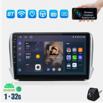 Für Peugeot 2008/208 2013-2017 32G Android 13 Autoradio CarPlay Kam Navi RDS - Bild 1 von 4