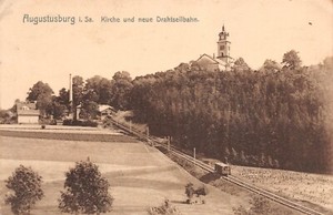 Augustusburg I.Sa. church and new cable car postcard postcard postcard POST 1913