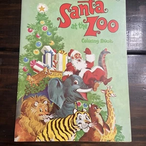 Vintage Christmas “Santa at the Zoo Coloring Book” 1st Edition Playmore 1970s - Picture 1 of 21