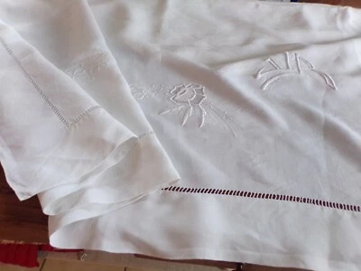 Drap en Lin "VR" avec Retour 235 cm x 280 cm Motif Floral - Photo 1/4