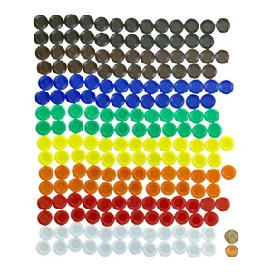 Vtg Mixed Multicolored Plastic Chips 24 each 8 Colors Classroom Homeschool Art - Picture 1 of 3