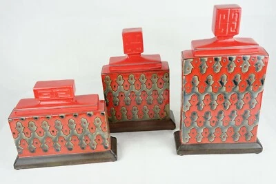 PTMD Roter rechteckig Topf / Vase mit Deckel Keramik - Bild 1 von 4