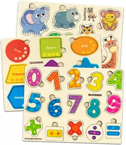 Wooden Toddler Puzzles Educational Learning Toys for Kids - Picture 1 of 12