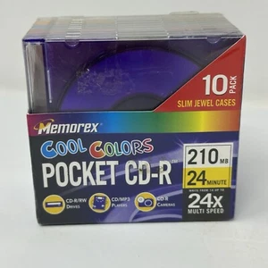 Memorex 10 Pack Pocket CD-R (210MB/24Min./Up To 24x Multi Speed) Sealed. - Picture 1 of 4