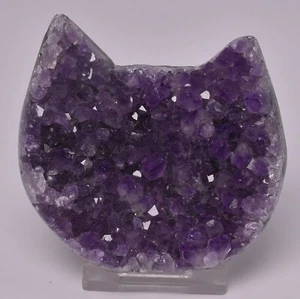 AMETHYST CRYSTAL CAT CARVING CLUSTER P1029 - Bild 1 von 5