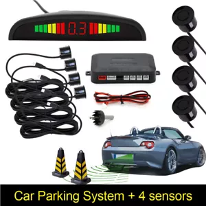 4 Parking Sensors LED Car Auto Backup Reverse Rear Radar System Alert Alarm Kit - Picture 1 of 14
