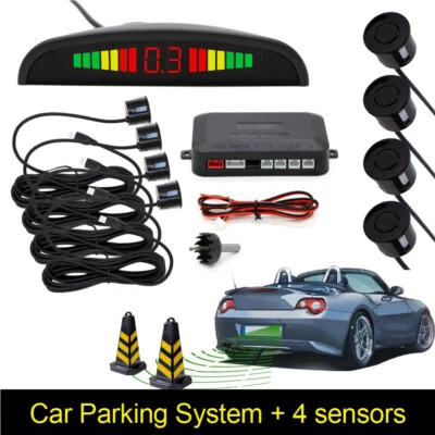 4 Parking Sensors LED Car Auto Backup Reverse Rear Radar System Alert Alarm Kit - Image 1 of 4