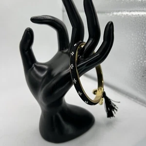 J. Crew Embroidered Black and Gold Bracelet with tassel - Picture 1 of 8