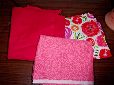 fabric material pink patterns & solid pink Waverly quilting crafts - Image 1 of 2