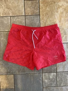 Men’s Vintage Umbro Red Soccer Shorts Size Large Made In USA 5” Inseam - Picture 1 of 10