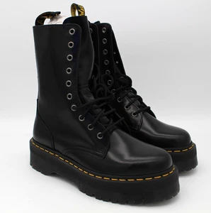 Dr Martens Jadon Hi Leather Black Boots Zip Unisex - Size 8 Mens / 9 Womens - Picture 1 of 7