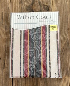 Wilton Court WC Banquet Size 90” Round tablecloth Imperial Stripe Y2K Decor *NEW - Picture 1 of 12