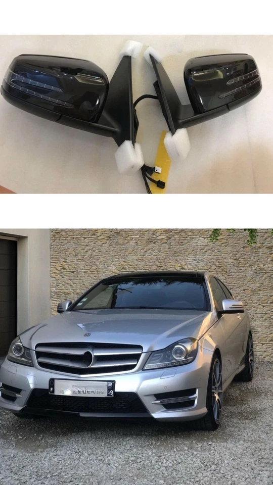 Juego de espejos retrovisores Facelift W204 para Mercedes Benz Clase C C200 C180 C300 negro Foto 1 de 4