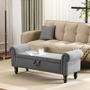 Footrest Storage Bench Ottoman Upholstered Bench End of Bed Bench for Bedroom!* - Picture 1 of 13