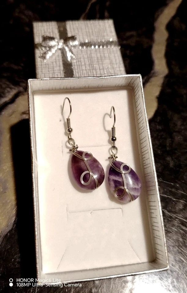 Orecchini Fatti A Mano Con Pietre Naturali E Monachelle Argento 925 Cadauno.  - Immagine 1 di 4