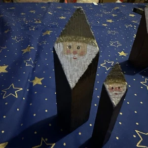 2er Set Holz-Weihnachtsmänner Hartholz stabil Weihnachten Nikolaus Advent - Bild 1 von 10