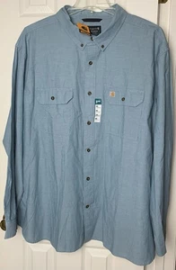 Carhartt Shirt Mens 4XL Chambray Long Sleeve Button Up Workwear Blue New NWT - Picture 1 of 12