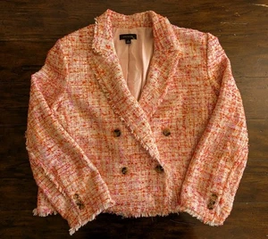 Chaqueta Ann Taylor Tweed Naranja Tonal Mujeres 16T Negocios Informal Ropa de Trabajo Cárdigan - Imagen 1 de 10