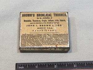 Vintage Brown's Bronchial Troches Tin Box - Picture 1 of 3