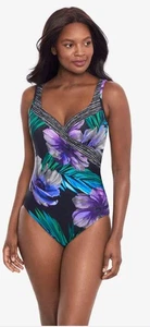 Miraclesuit It's A Wrap One Piece in Flora One-Piece Swimsuit Aura NWOT Size 14 - Picture 1 of 5