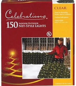 Celebrations 150 Piece Indoor/Outdoor Clear Net Style Christmas Lights 4x6' Open - Picture 1 of 2