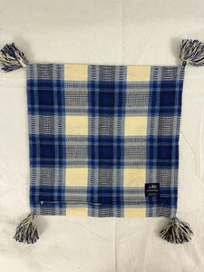 NANDAKWANG blue woven cotton pillow cover with tassles 16" - Picture 1 of 3