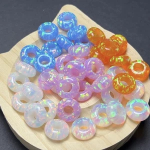 Lab Grown Rondelle Opal Multicolor 14mm Full Hole For Jewelry Accessory - Picture 1 of 21