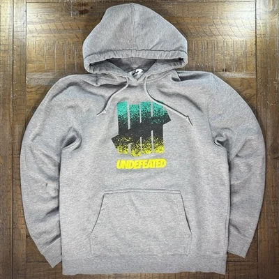 Undefeated Logo Hoodie Sweatshirt Mens XL Gray Streetwear Pullover Made In USA - Image 1 of 4