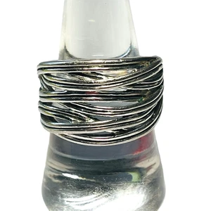 Ring Band Wide Lia Sophia Wound Up Silver Tone Weave Size 8.75 Costume Fashion - Picture 1 of 13