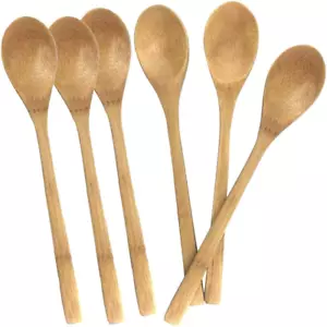 Bambus Löffel Set zum Essen Kochen Mischen Rühren, 9,6 Zoll Suppenlöffel Kochen - Bild 1 von 12
