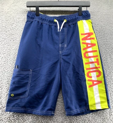 Nautica 50+UPF Swim Trunk Boy Large NAVY UV Protection Colorblock Swimsuit Short - Image 1 of 4