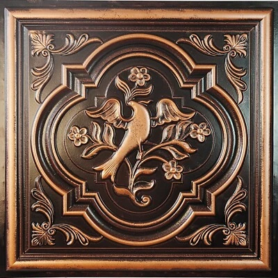 Azulejos de techo de hojalata sintética decoración para cafetería PL39 cobre tradicional 10 piezas DECORACIÓN DE PINTURA Foto 1 de 4