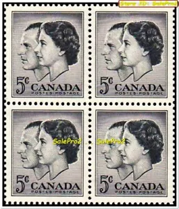 CANADA 1957 CANADIAN VISIT OF QUEEN II & PRINCE MINT FV FACE 20 CENT STAMP BLOCK - Picture 1 of 2