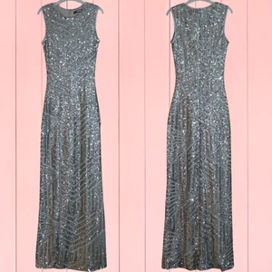 £90 QUIZ SIZE 6 GREY SEQUIN EMBELLISH MAXI DRESS PROM PARTY RED CARPET COCKTAIL - Picture 1 of 3