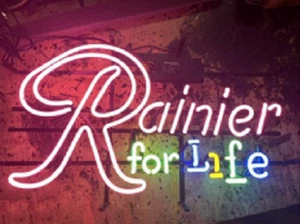 Insegna Luminosa Lampada Neon Rainier Birra For Life 20"x16" Finestre Opera D'arte Decorazione Bar - Foto 1 di 13