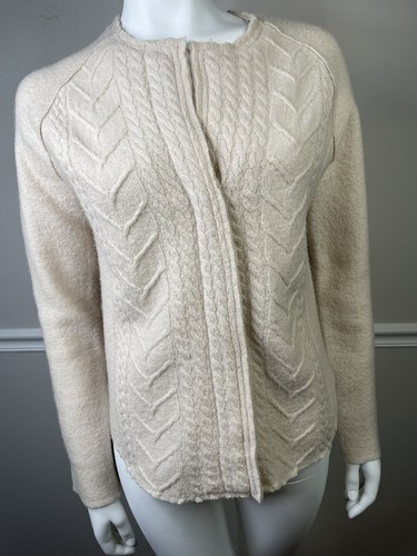 OFF WHITE Maglione Anthropologie Lavorato a Maglia e Annodato in Lana Cerniera Piccola Crema