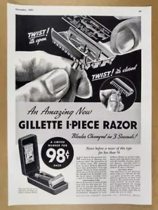 1937 Gillette Sheraton Rasoio stampa vintage annuncio - Foto 1 di 1