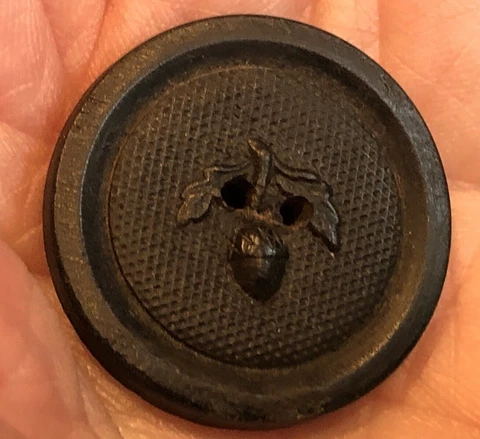 Antique Dyed Pressed  HORN Button  ACORN & LEAVES  15/16" Cover