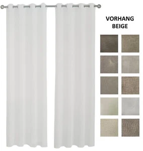 Gardinen Vorhänge Ösenvorhang 2er Set 140*240/250 cm 100% Polyester Farbe Beige - Bild 1 von 27