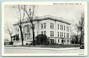 Salem Illinois~Marion County Courthouse & Neighborhood~1929 B&W Postcard - Picture 1 of 2