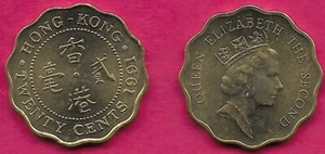 HONG KONG 20 CENTS 1991 UNC RULER:ELIZABETH II CROWNED BUST FACIN - Picture 1 of 1