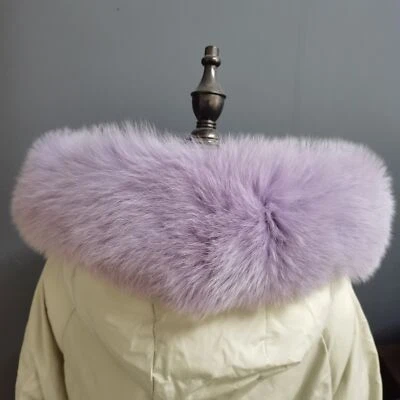 100%Real Fox Fur Collar Genuine Scarves Winter Jackets Hood Trim Warm Shawl 75cm - Image 1 of 4