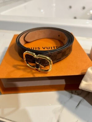NEW LOUIS VUITTON Damier Ebene Canvas Brown Mini 25mm Belt 75/30 M9744 - Image 1 of 4