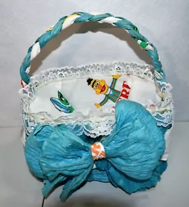 Basket Paper Twist Handmade Sesame Street Vintage - Picture 1 of 6