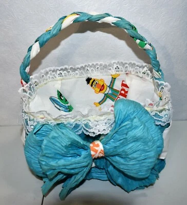 Basket Paper Twist  Handmade Sesame Street Vintage   - Image 1 of 4