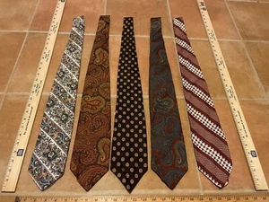 Robert Stewart Men's Ties x 5 Vintage Striped Geometric Swirls - Picture 1 of 9