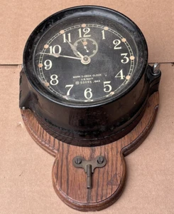 Antique 1943 Mark I US Navy Ship Boat Deck Clock Seth Thomas WWII USN w/ Key - Picture 1 of 12