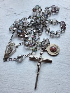 Vintage Chapel Sterling Silver Rosary With Relic * Reliquia Italy * 21.5" - Picture 1 of 11